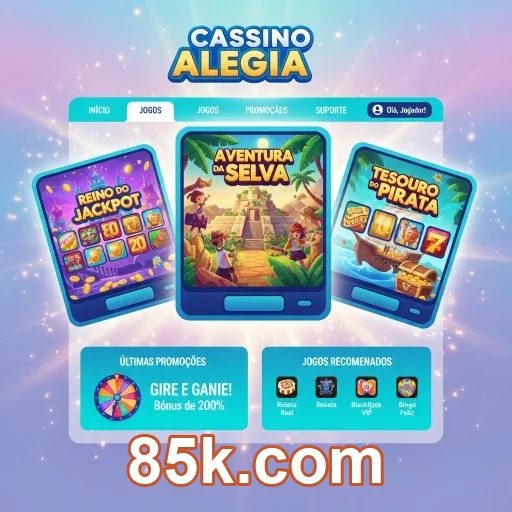 Tela do app 85k.com com entrada segura e suporte