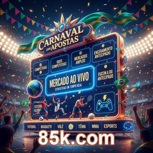 Tela mobile da 85k.com com Pix e saldo em destaque